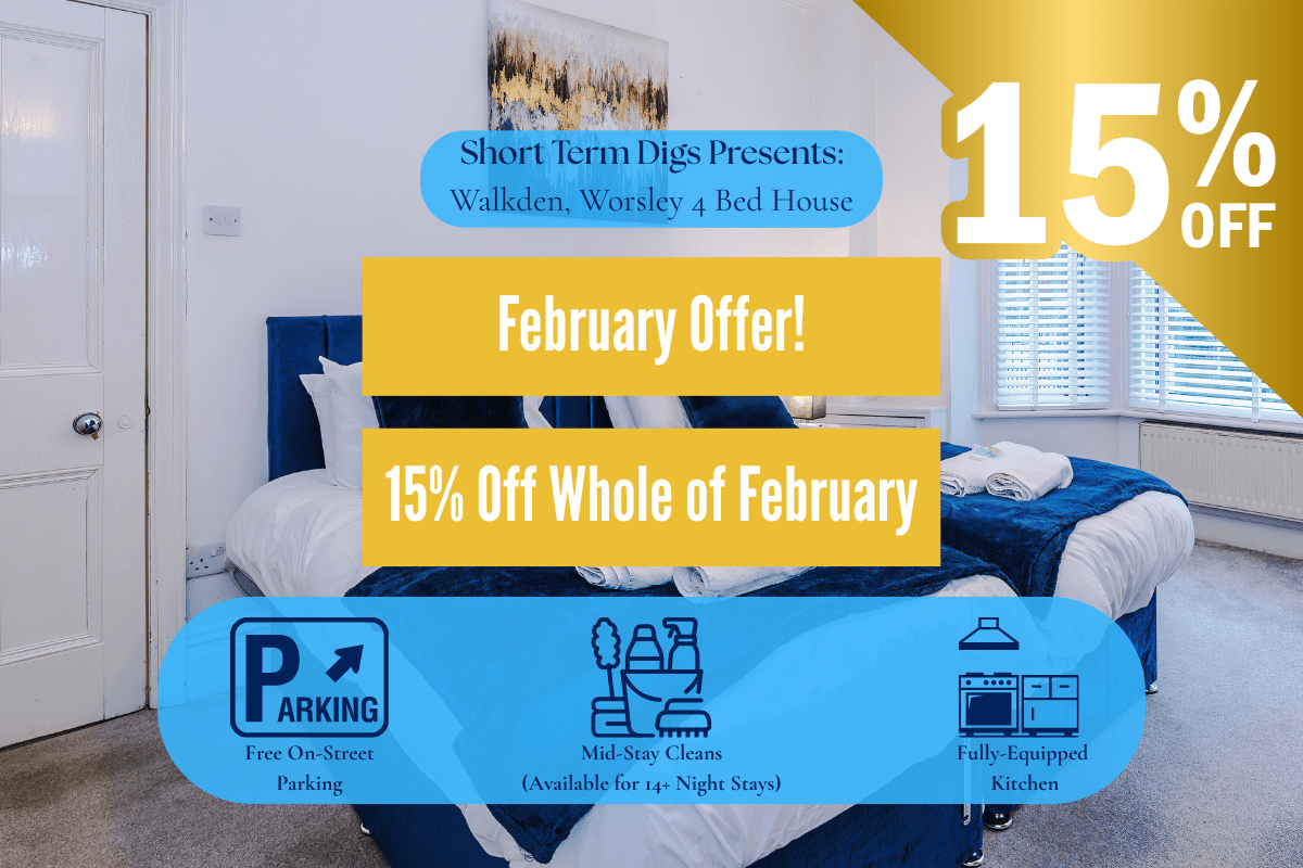 Walkden, Worsley 4 Bedroom House w/ Free Parking